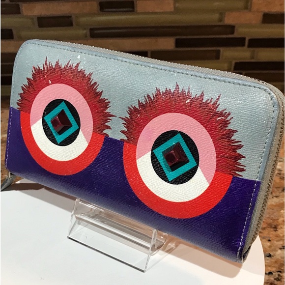FENDI Monster Long Zip Around Leather Wallet 😍💜🔥 - Picture 5 of 17